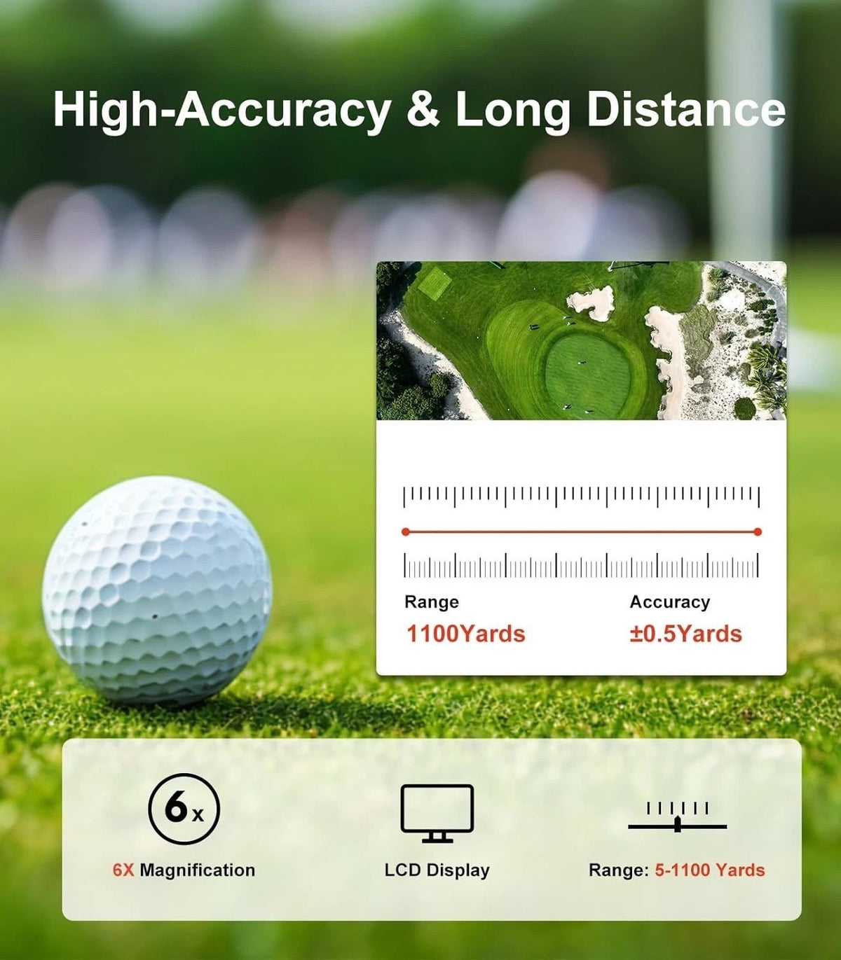 High-Precision Golf Range Finder 1100 Yards with Flag Lock & Slope
