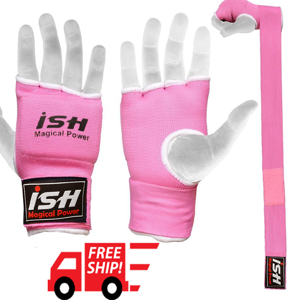 Gel Padded Inner Boxing Gloves Hand Wraps for MMA Muay Thai Training Pink