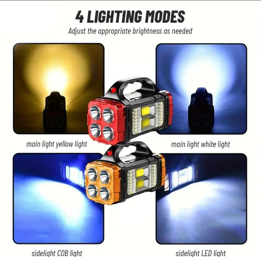 Solar Rechargeable LED Lantern Flashlight with Power Bank for Camping Emergency