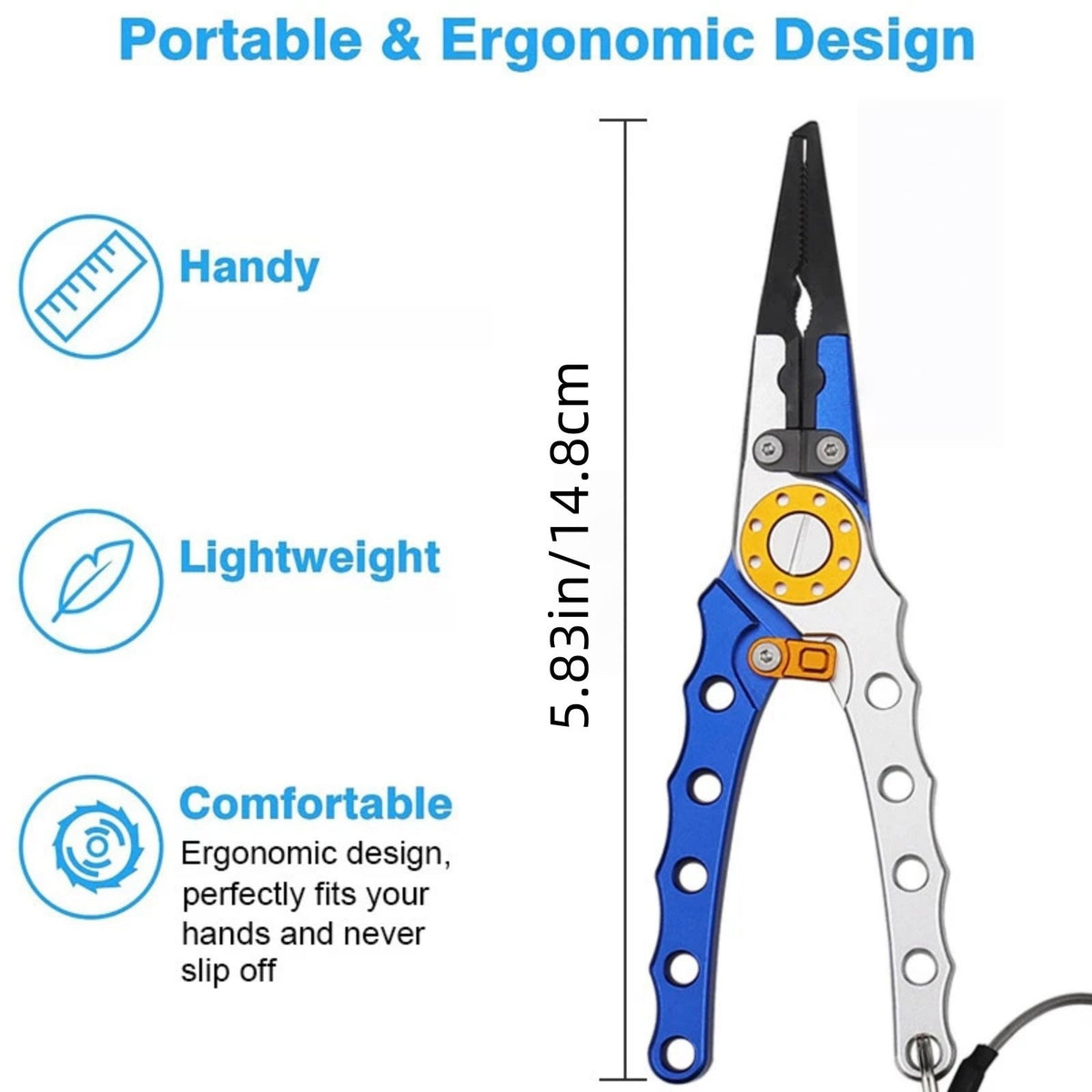 Aluminum Fishing Pliers with Braided Line Cutter and Hook Remover