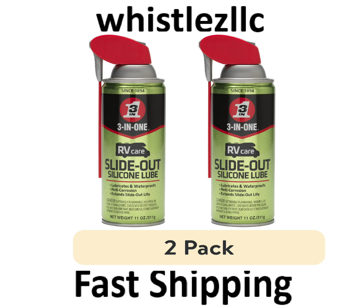 RV Slide-Out Silicone Lubricant Spray - 11 oz Can, Pack of 2