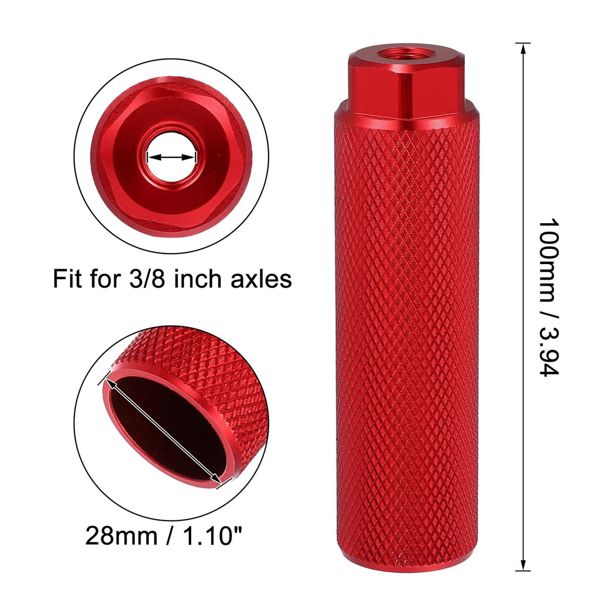 Aluminum Alloy Bicycle Foot Pegs for BMX MTB and Road Bikes 3/8 Inch Black Red Pair