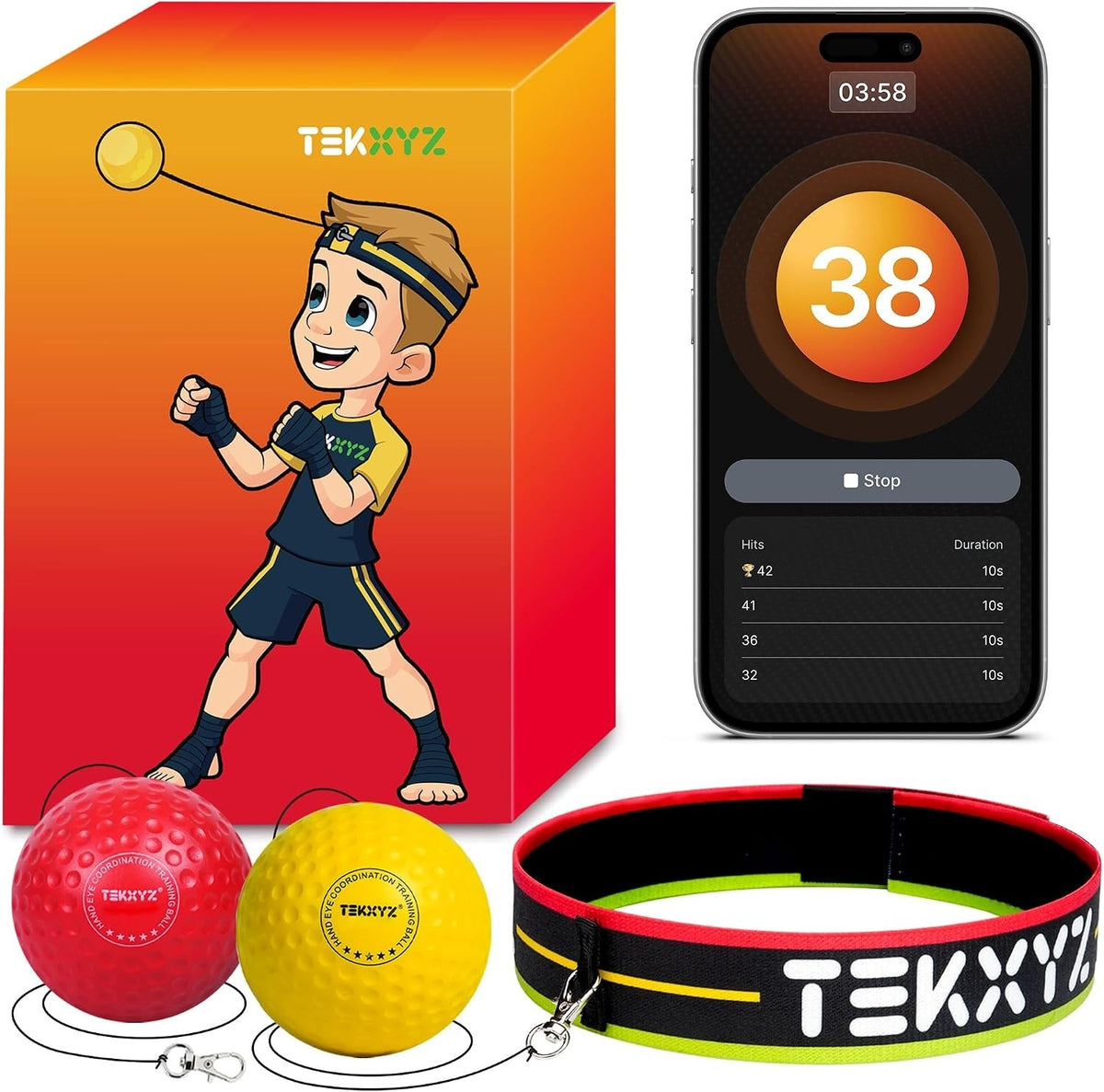 Reaction & Agility Training Ball - Speed Ball with 2 Levels for Sports Fitness
