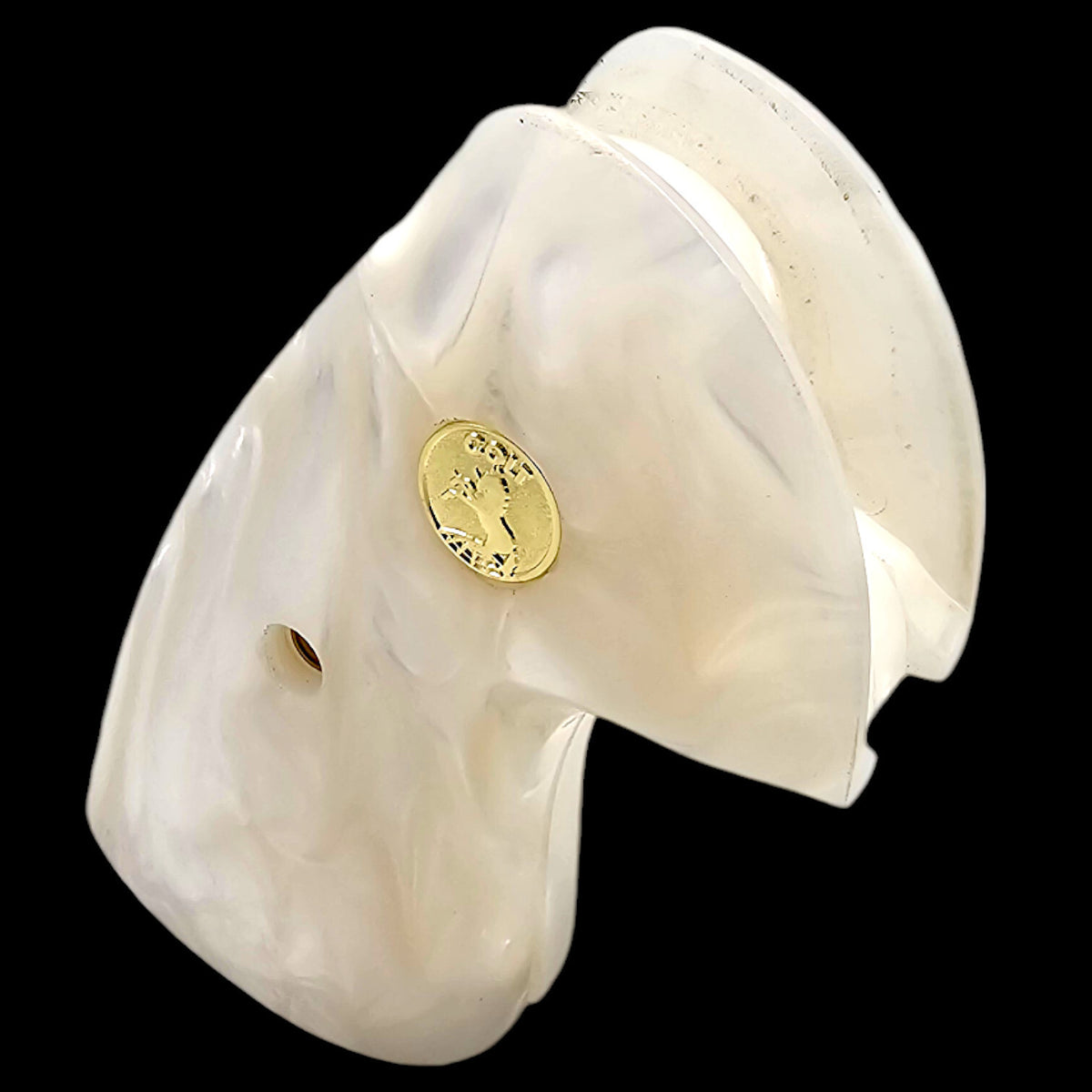 Premium White Pearl Grips for Colt Python & Anaconda Revolvers - CNC Fit, Gold Emblem