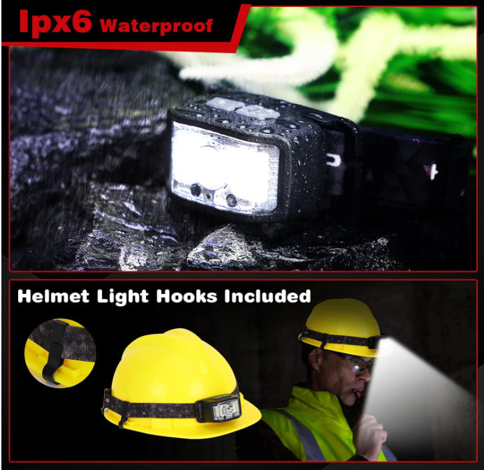 Rechargeable LED Headlamp 2000 Lumens, Waterproof, 16 Modes, 2 Pack
