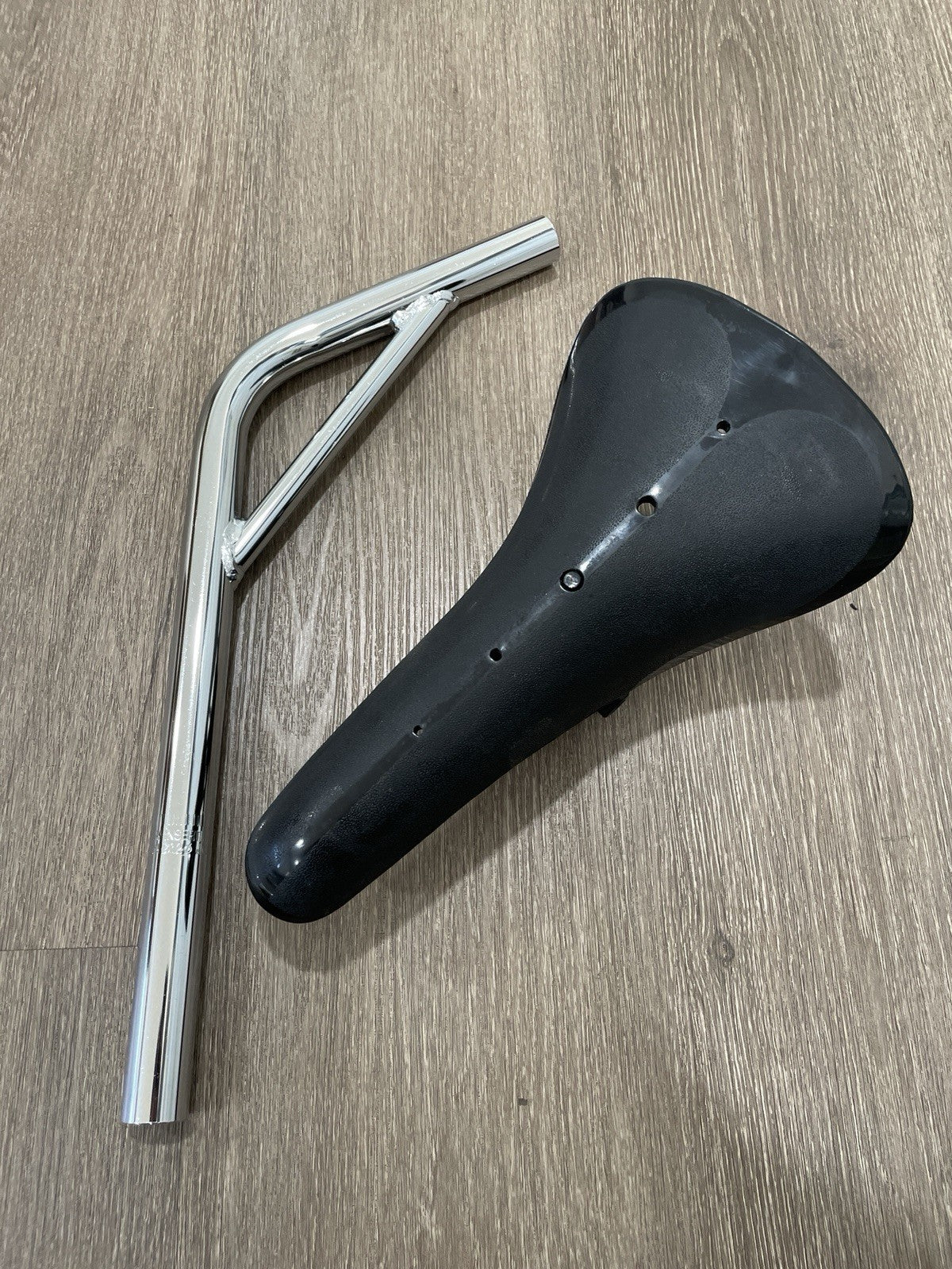 Black BMX Hard Shell Saddle with Laid Back Seat Post 22.2mm 7/8