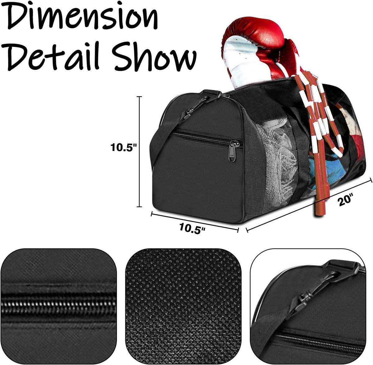 Sports Duffle Bag for MMA, Karate & Travel - 20 x 10.5 Inches