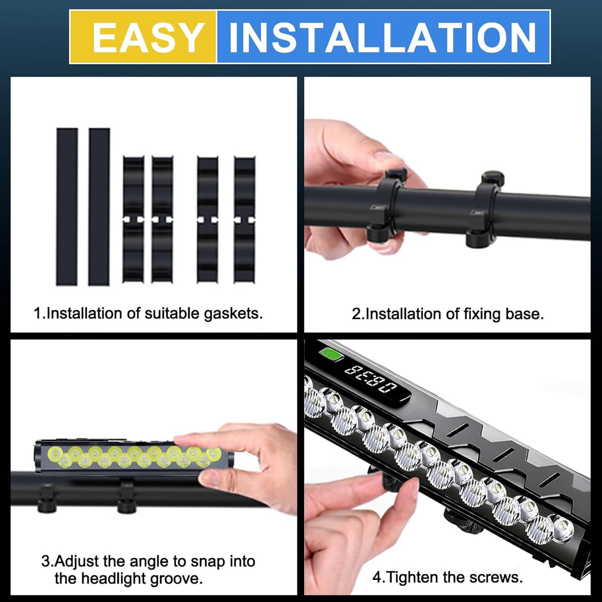 Rechargeable 4800LM Bicycle LED Light Bar with 10000mAh Battery for Night Riding