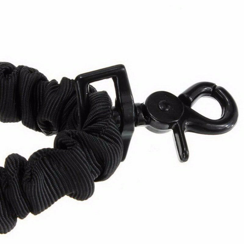 Tactical Single Point Rifle Sling with Adjustable Bungee Cord - Black