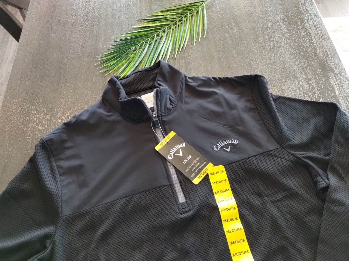 Men's Black 1/4 Zip Pullover - Activewear with UPF50 Sun Protection