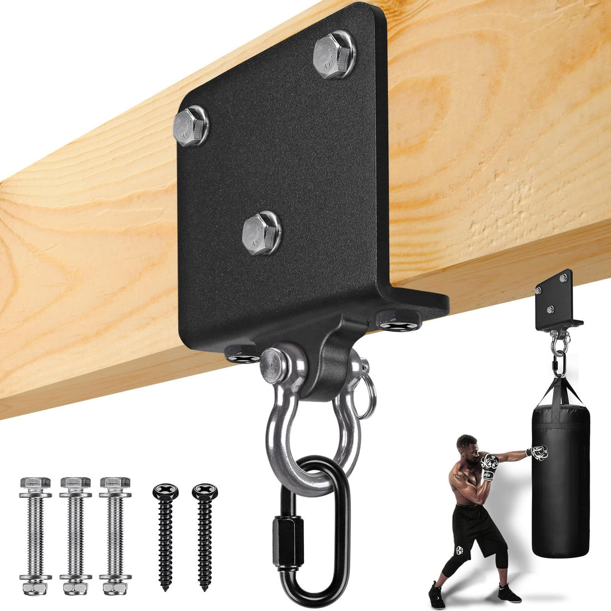 Heavy Bag Hanger Ceiling Mount with 180° Swing Bracket - 1000LB Capacity
