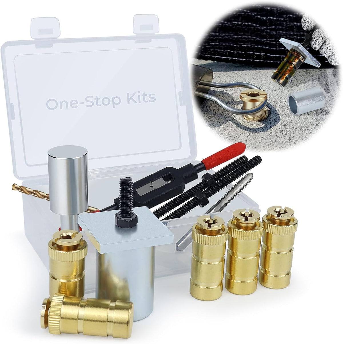 Pool Cover Anchor Removal Tool Kit with Brass Anchors for Inground Pool Maintenance
