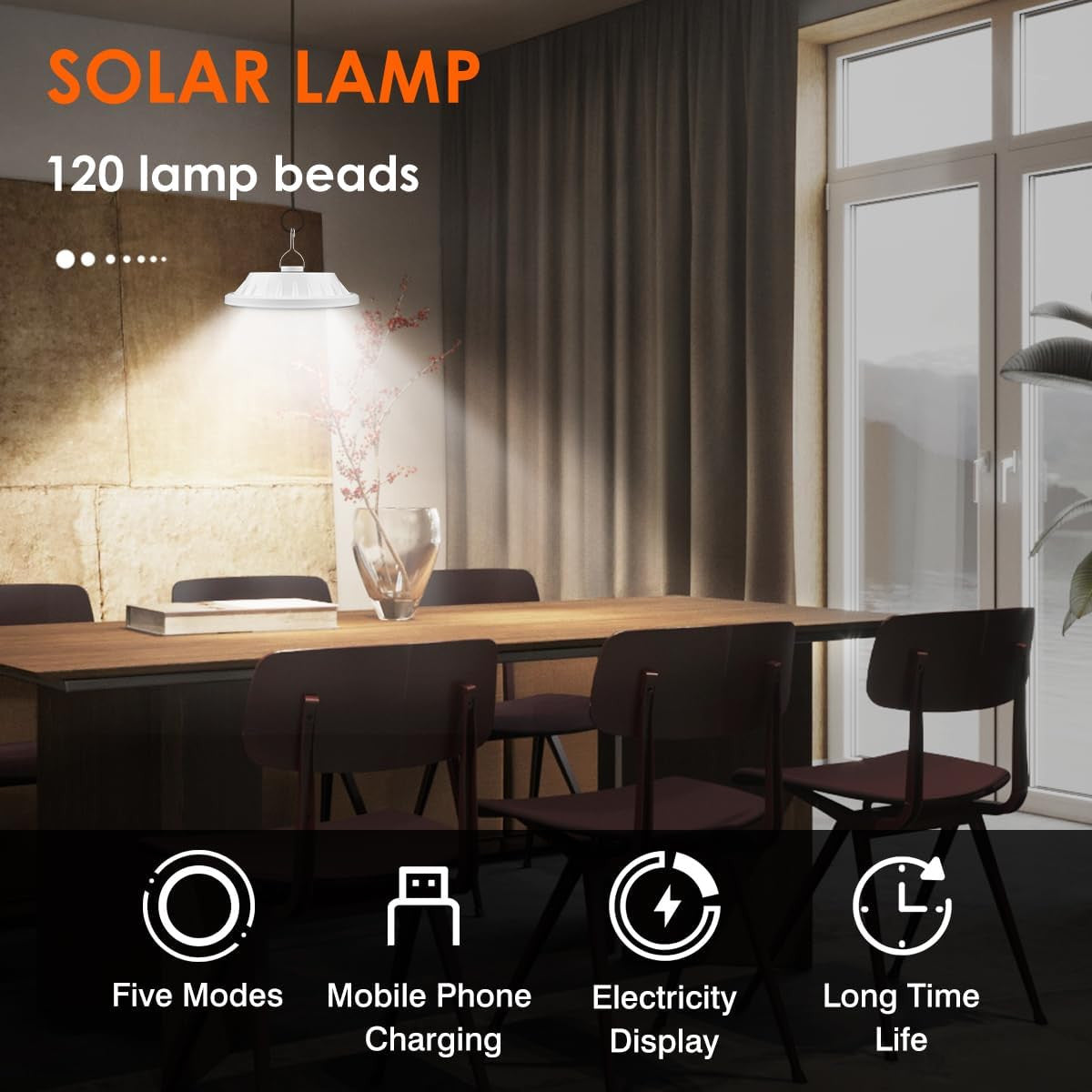 Rechargeable Solar Camping Lantern with Remote, Waterproof & Bright LED Light