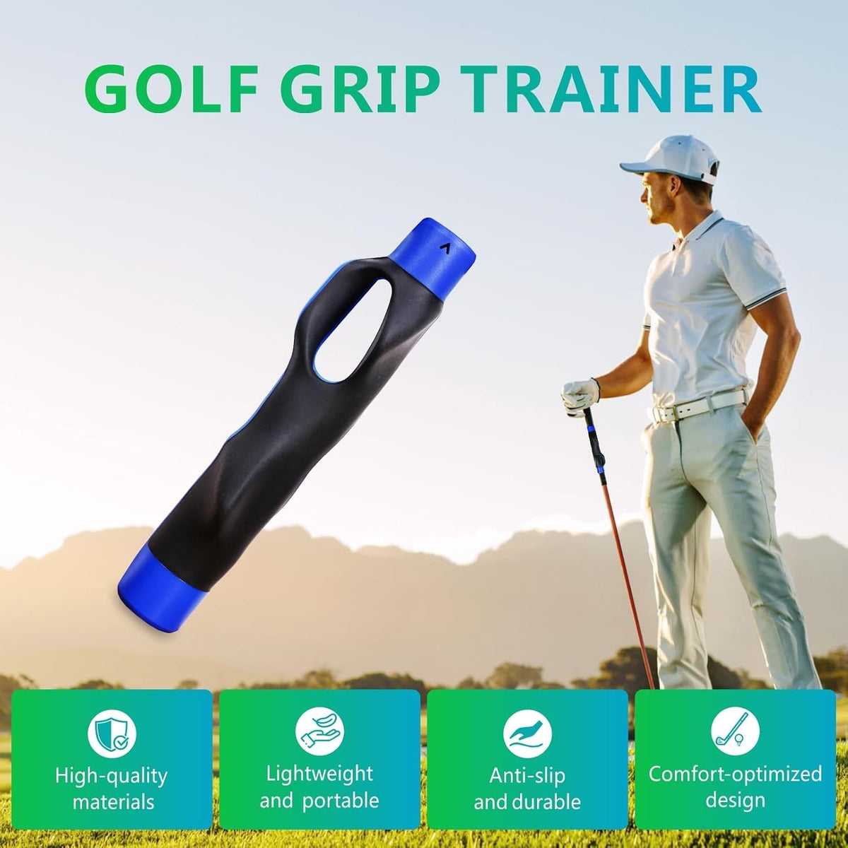 Golf Grip Trainer for Improved Swing & Grip Strength - Portable & Anti-slip