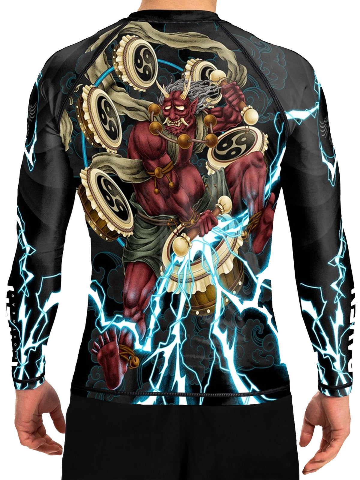 Men's MMA Rash Guard The God of Thunder Raijin Black