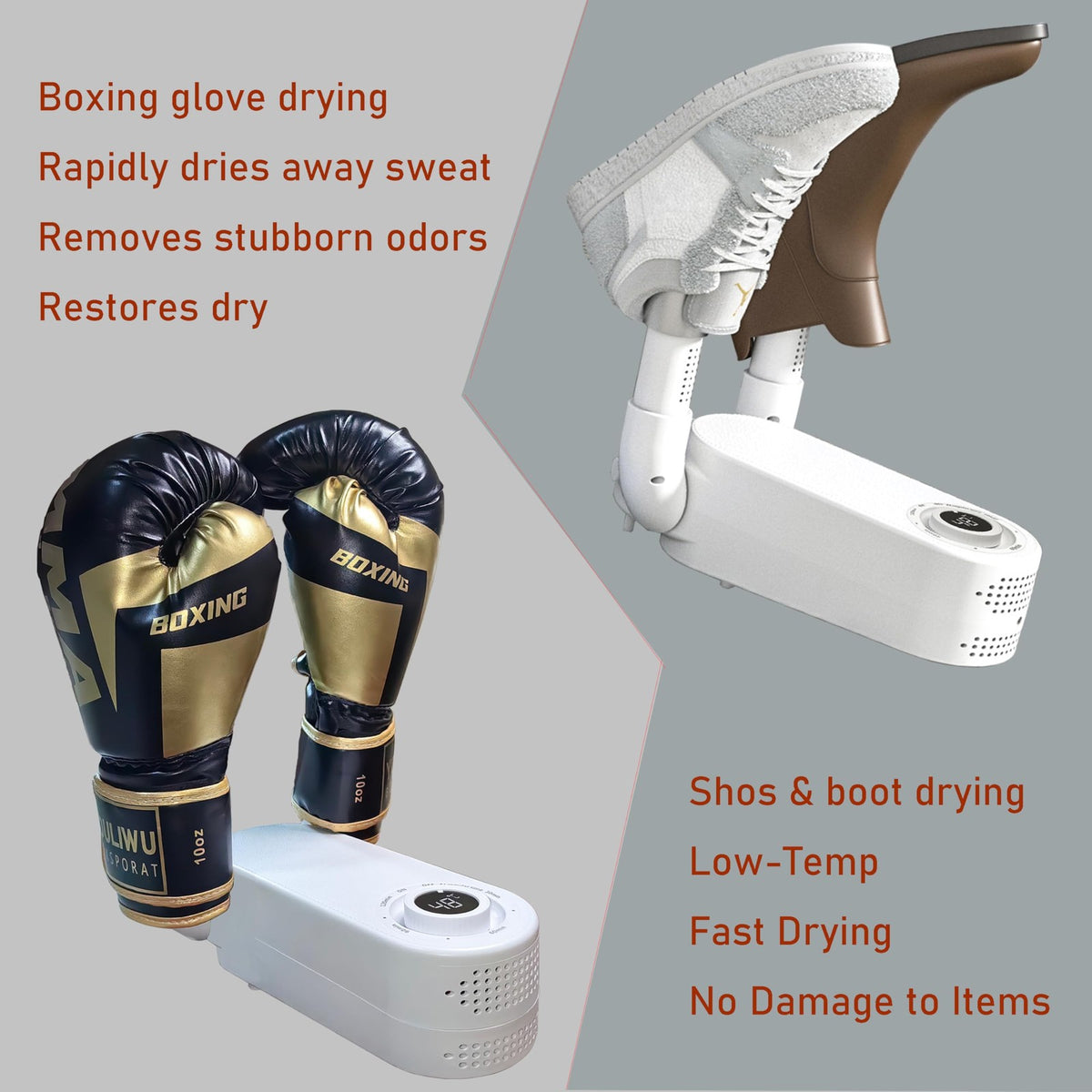 Portable Shoe & Boot Dryer with UV Odor Removal - Foldable Shoe Warmer