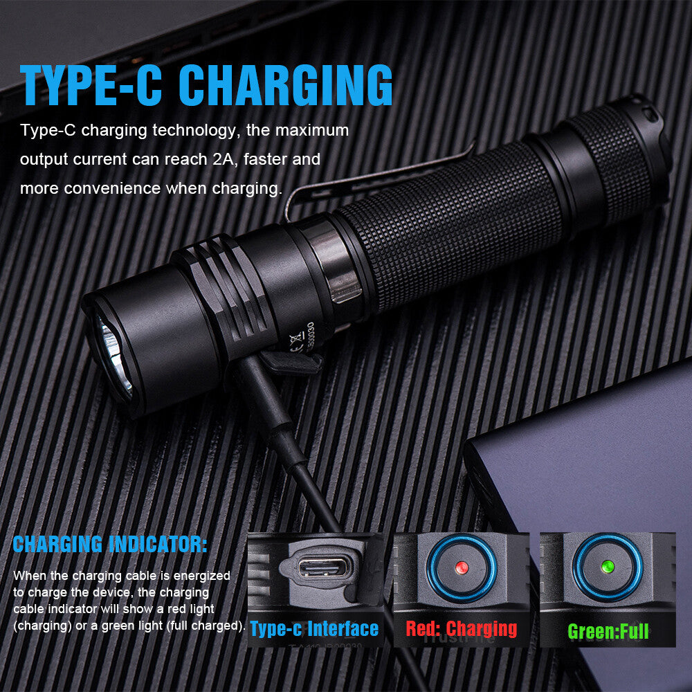 Rechargeable Tactical LED Flashlight Waterproof 1800 Lumens