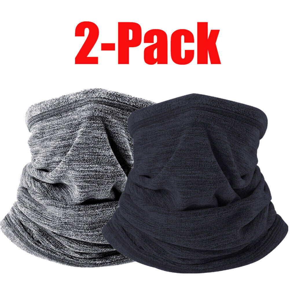 Unisex Winter Fleece Neck Gaiter Face Mask - Windproof & Warm, 2-Pack