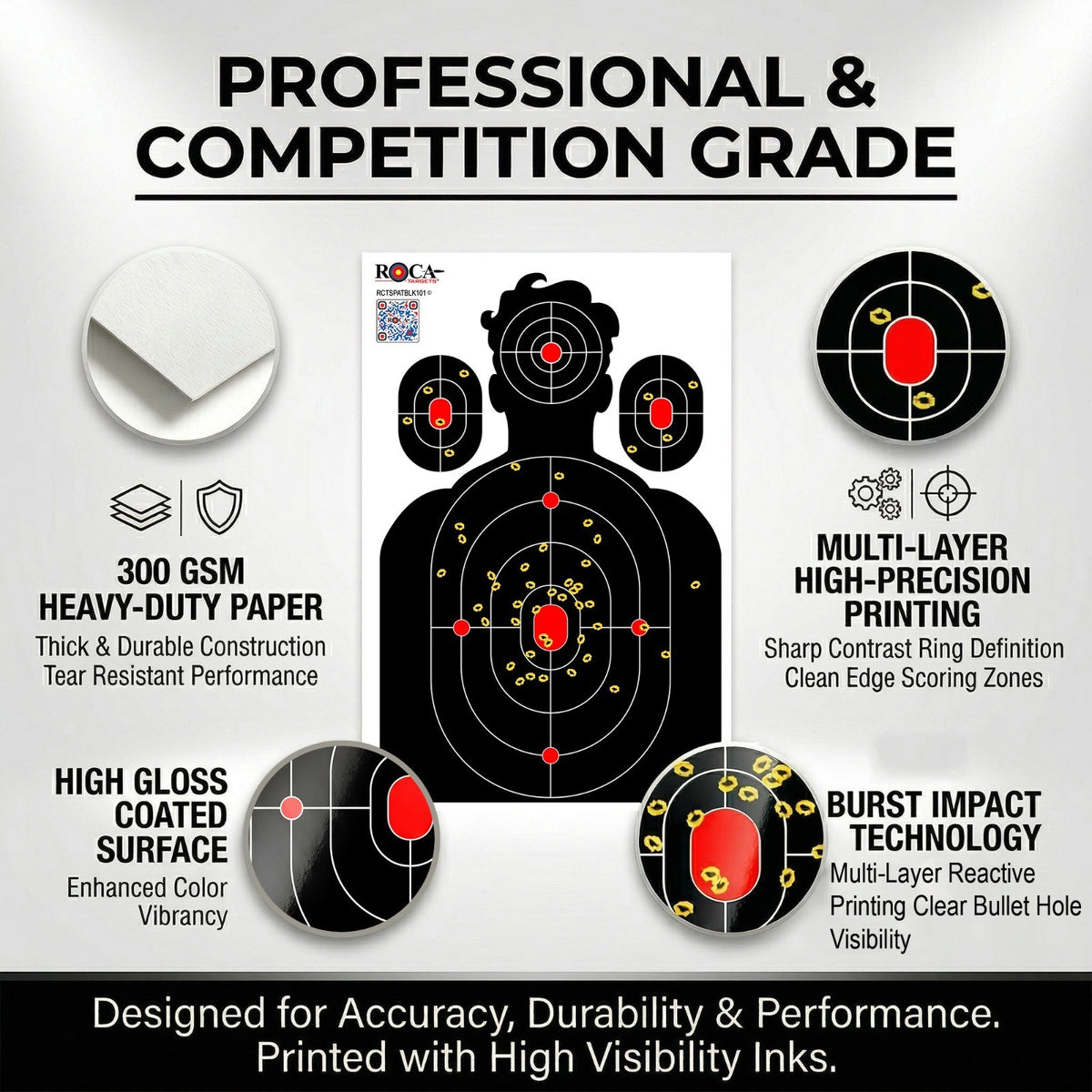 Reactively Impact Target Set - 12x18 Inch Silhouette Shooting Targets, 20 Pack