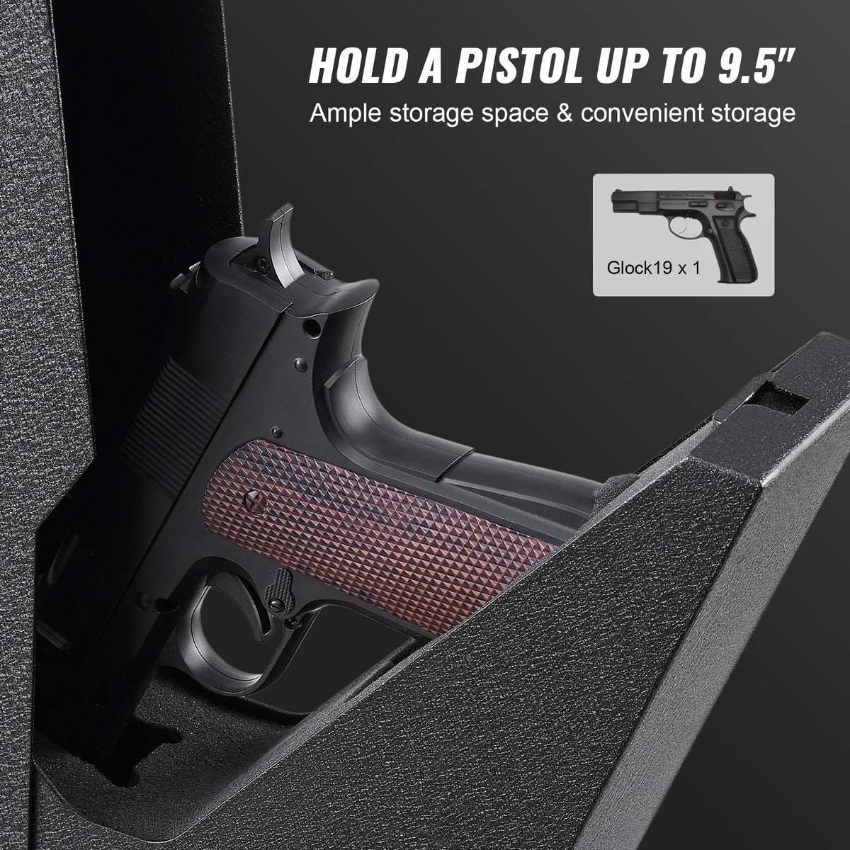 Wall-Mounted Biometric Gun Safe with Multiple Access Options for Pistols