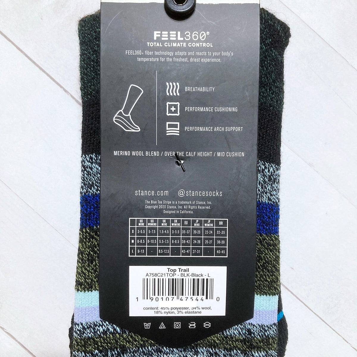 Ski & Snowboard Socks with Arch Support Merino Wool Blend - OTC Trail Geo Stripe
