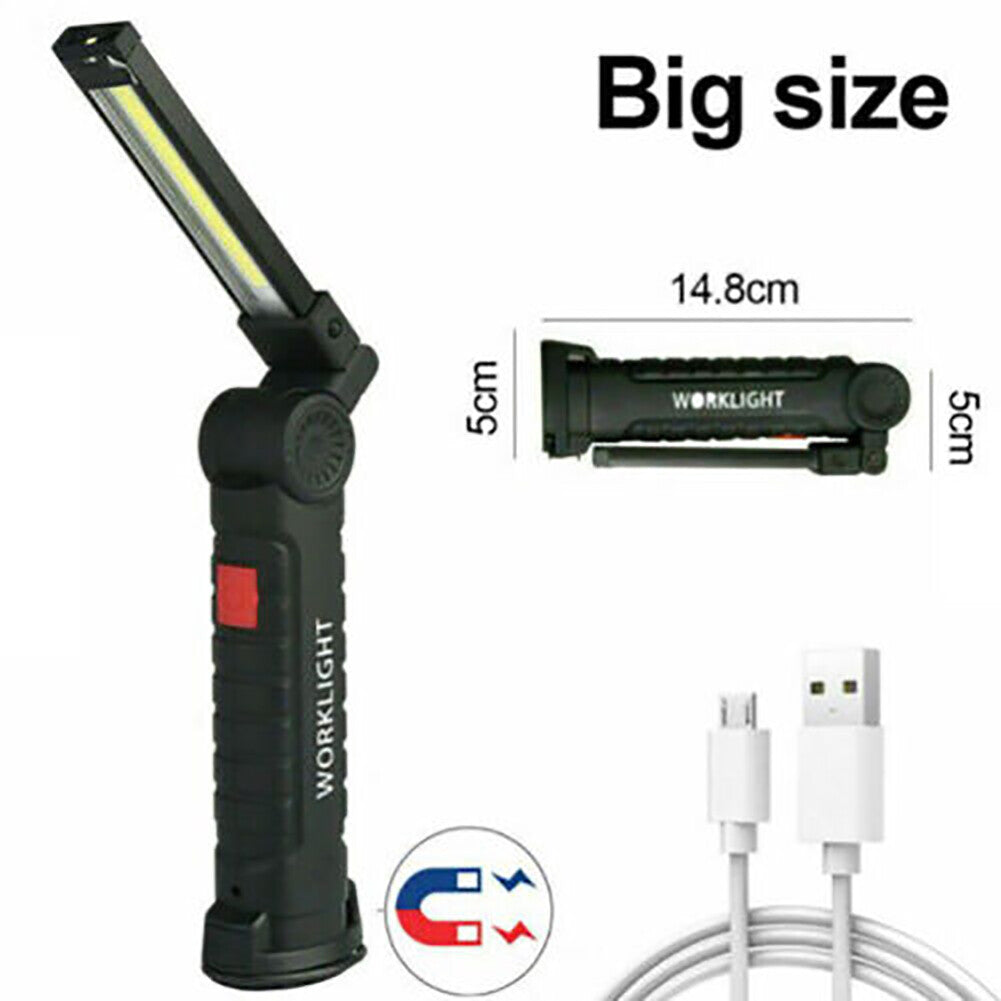 Rechargeable COB LED Work Light Flashlight with Magnetic Base and Folding Design