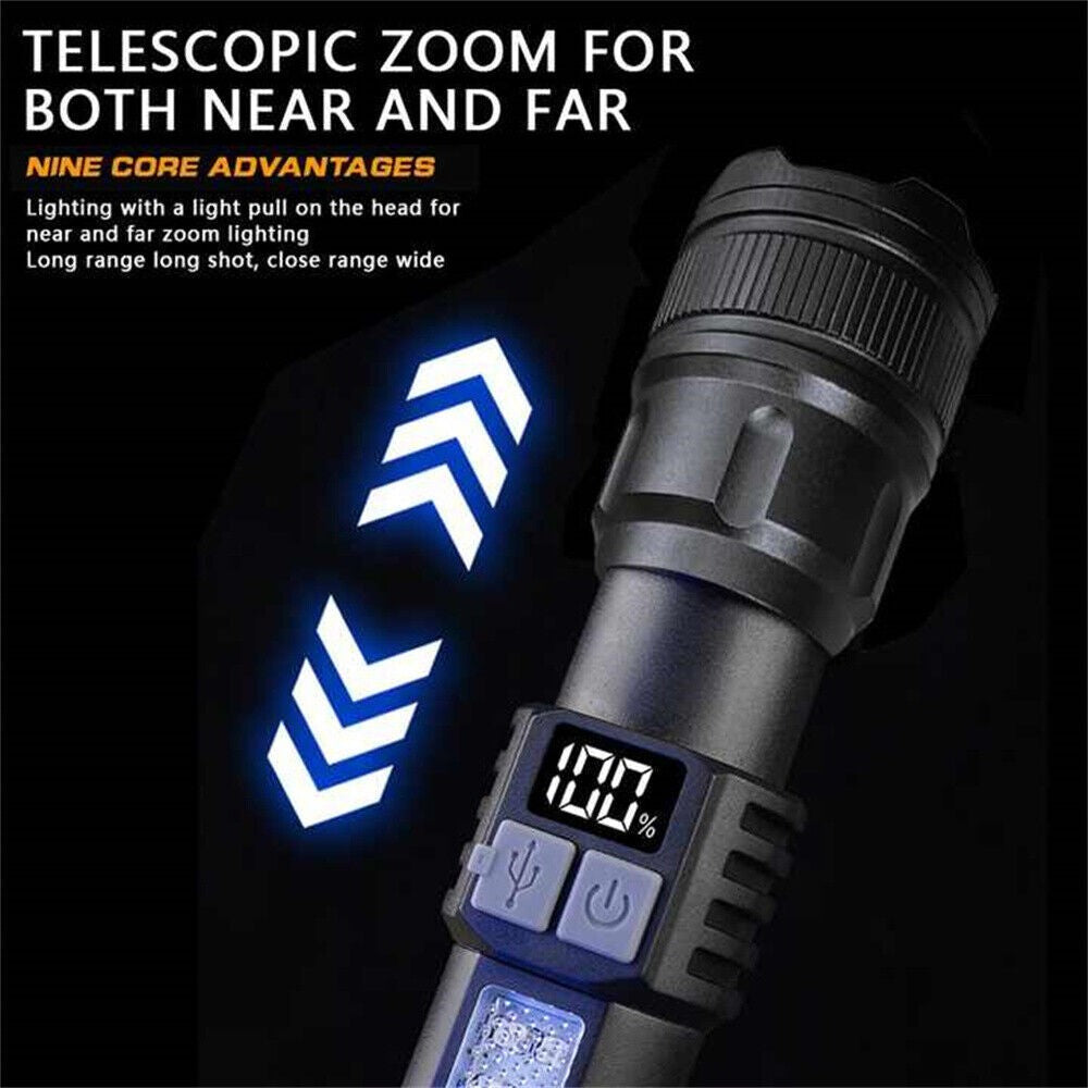 High-Lumen Rechargeable LED Tactical Flashlight 2 Pack - Waterproof & Multi-Mode