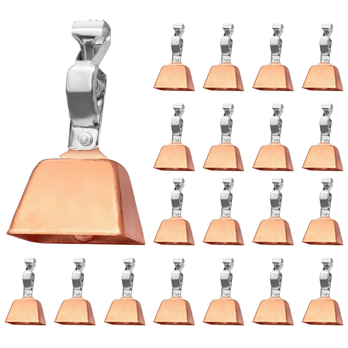 20 Pcs Fishing Bell Set for Rods - Copper Finish, Wind-Resistant, Adjustable Clamp