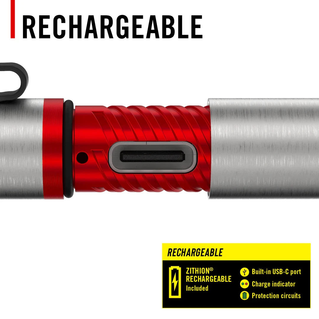 Rechargeable LED Penlight with Inspection Beam - Silver