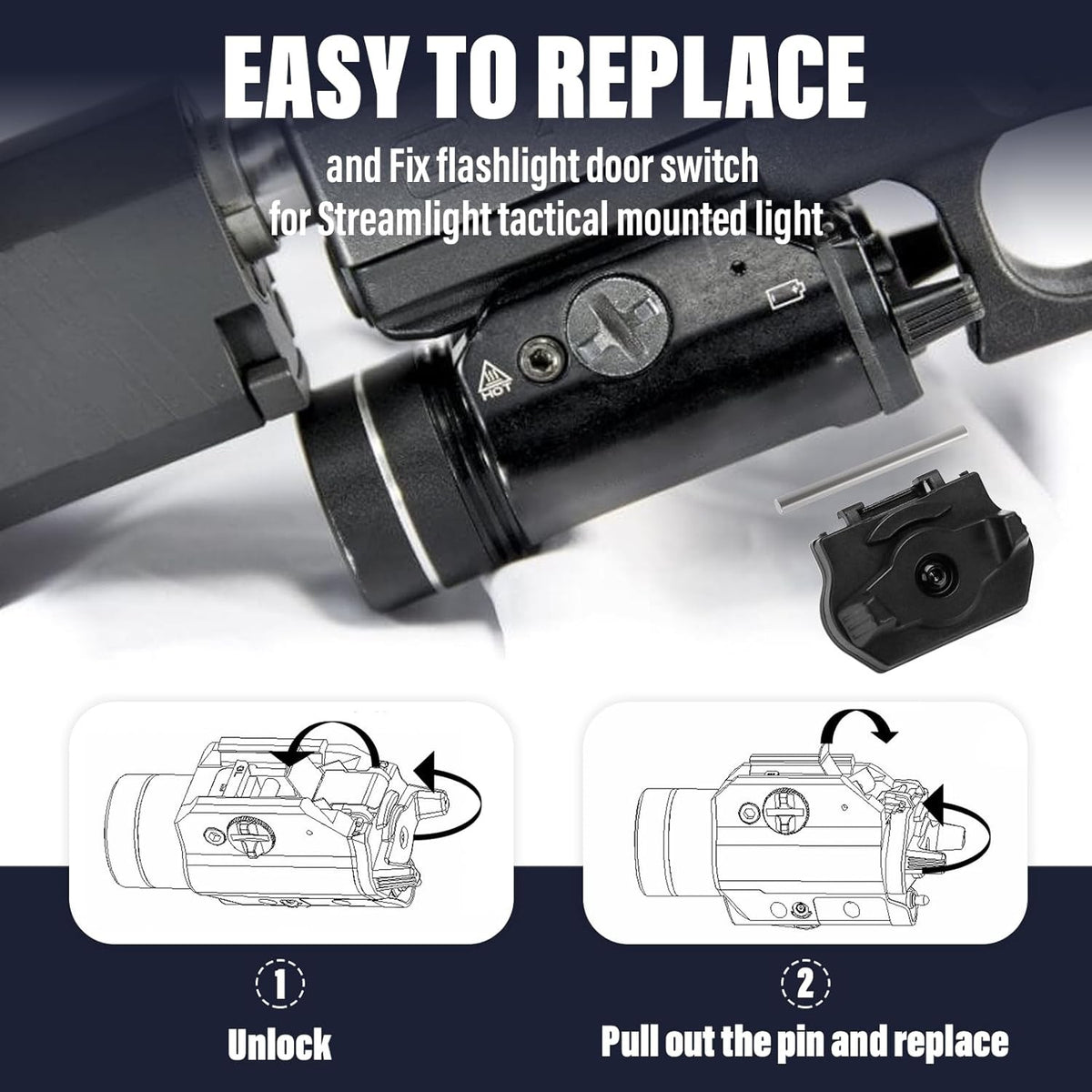 Tactical Flashlight Battery Door Replacement for Streamlight TLR1 TLR2