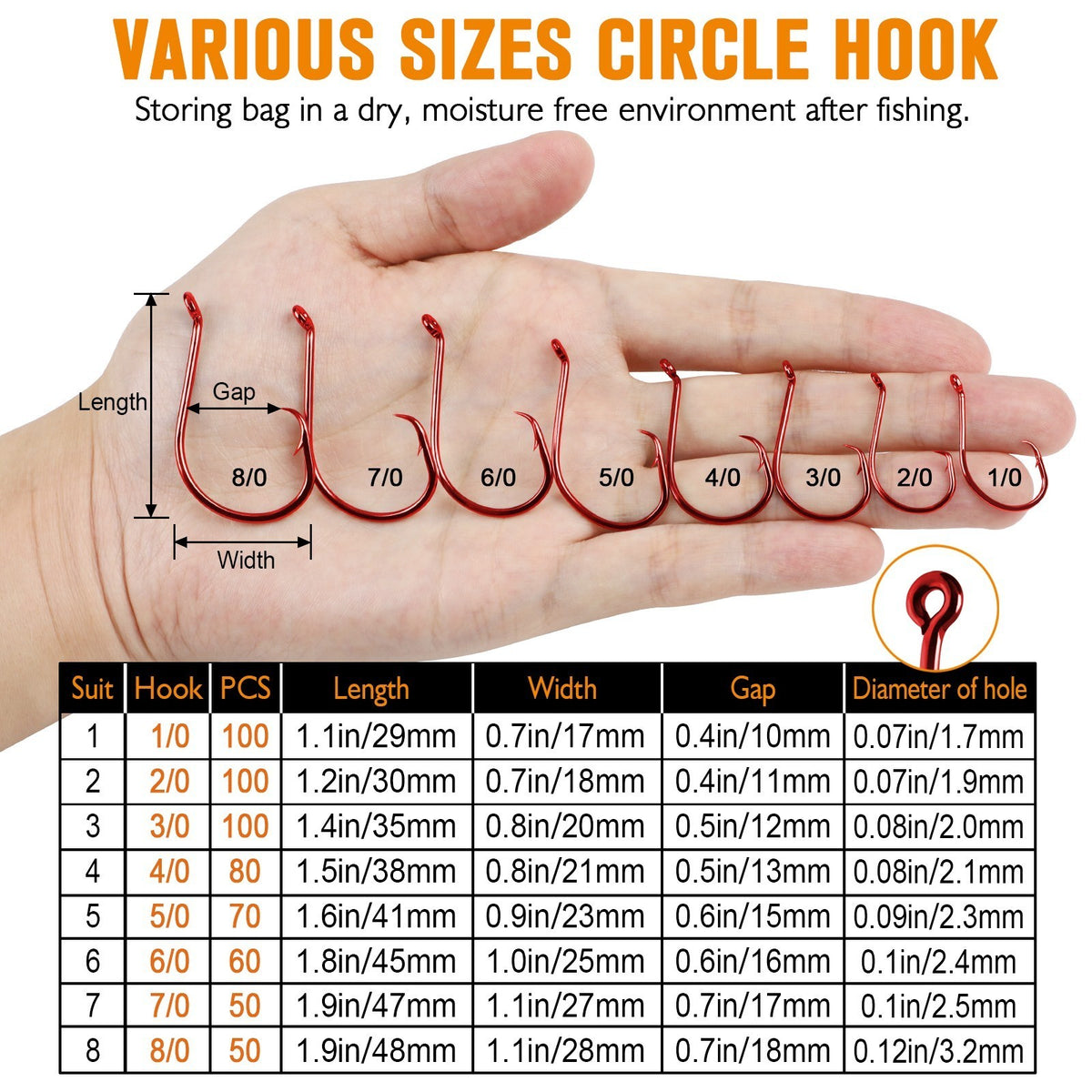 Saltwater & Freshwater Circle Fishing Hooks - 50-100PCS Octopus Hook Set