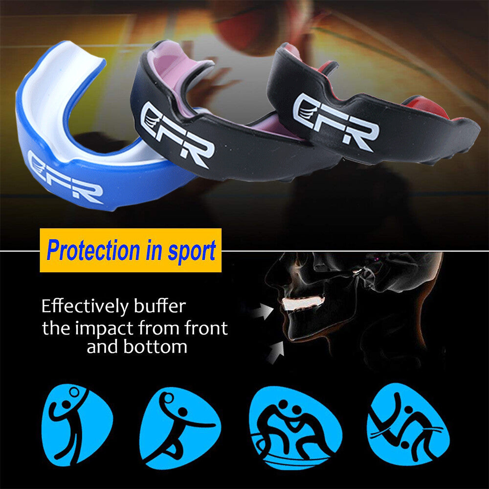 Sports Mouth Guard with Case for Teeth Grinding Boxing MMA - Custom Fit, Impact Protection
