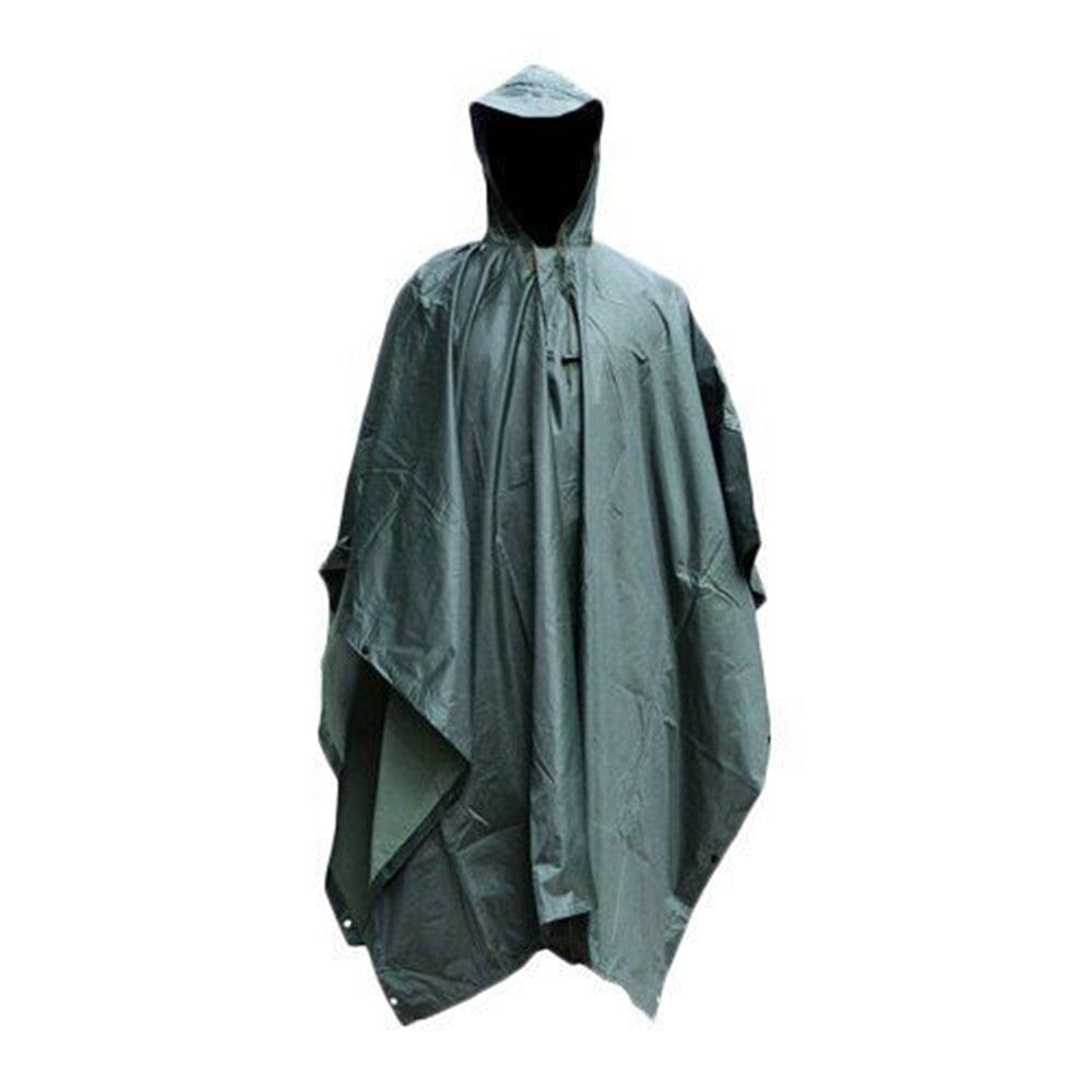 Military Style Multi-Use Rip-Stop Camouflage Rain Poncho - Waterproof Emergency Shelter