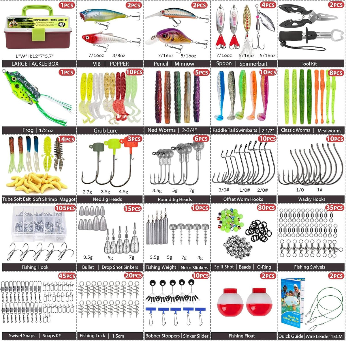 Comprehensive Fishing Tackle Set with 153 Pieces of Lures, Hooks, and Accessories