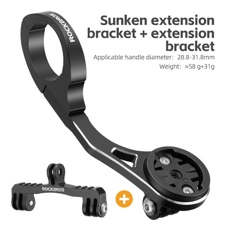 Bike Computer Mount Light Holder Extension Bracket for Garmin GoPro - Aluminum