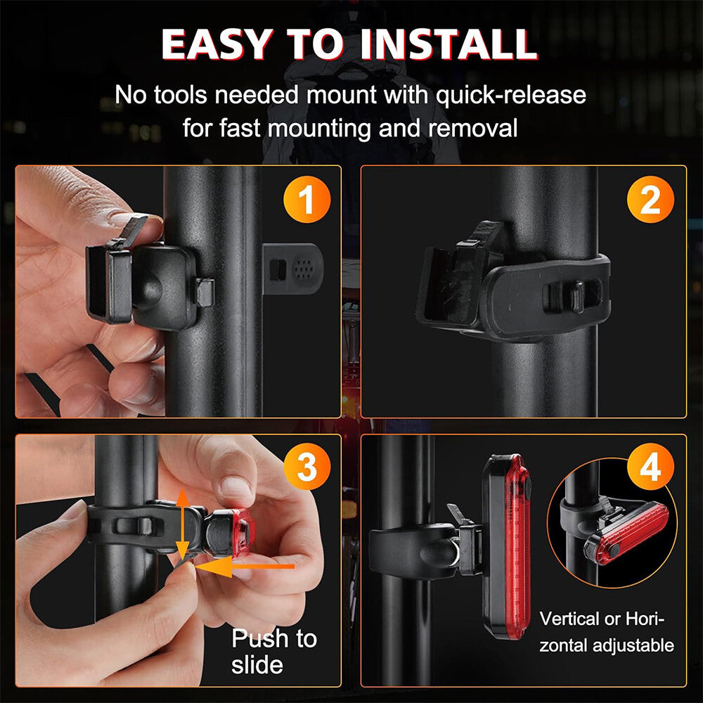 Rechargeable Bike Tail Light Set - USB LED Rear Safety Lights for Bicycle, Scooter, Helmet & More