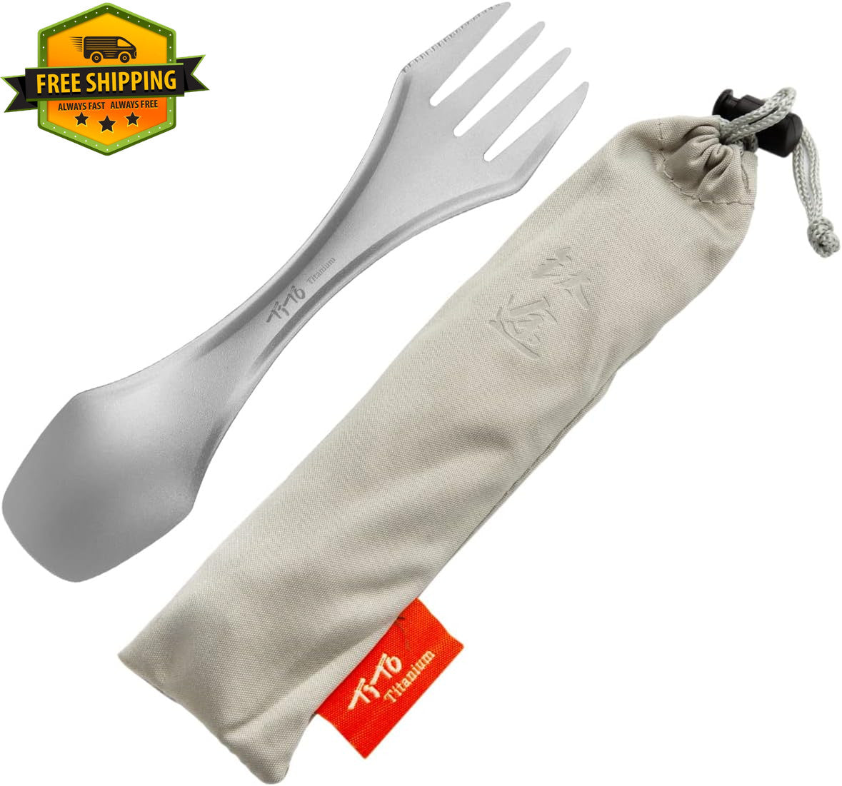 Titanium Camping Spork 3-in-1 Utensil Lightweight Eco-Friendly