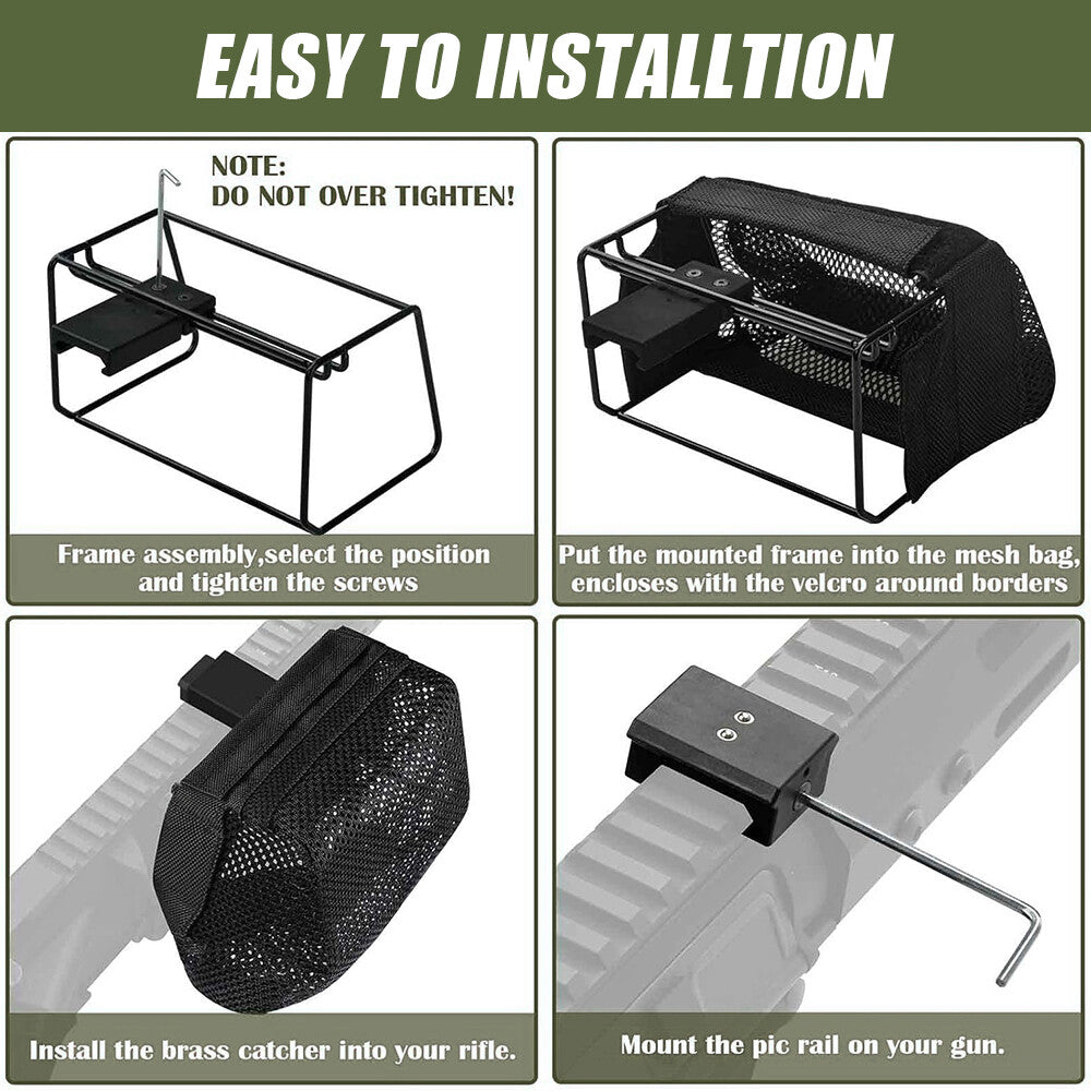 Universal Brass Shell Catcher Mesh with Pic Rail Mount - Heat Resistant