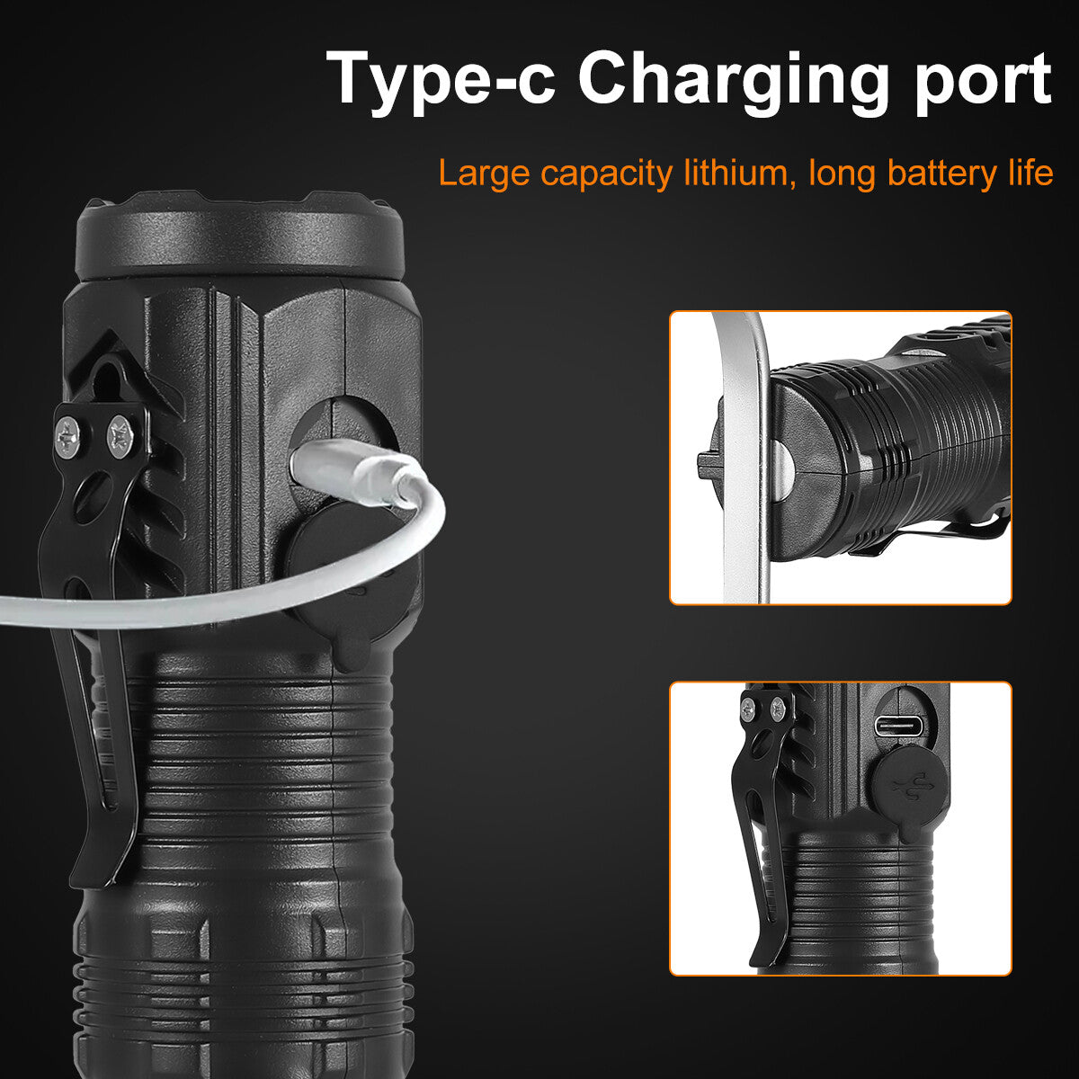 Mini LED Tactical Flashlight USB Rechargeable Handheld Work Light