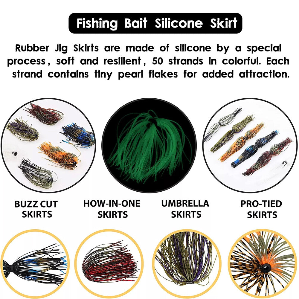 Silicone Fishing Skirt Replacement Set for Spinnerbaits and Lures - 24 Bundles