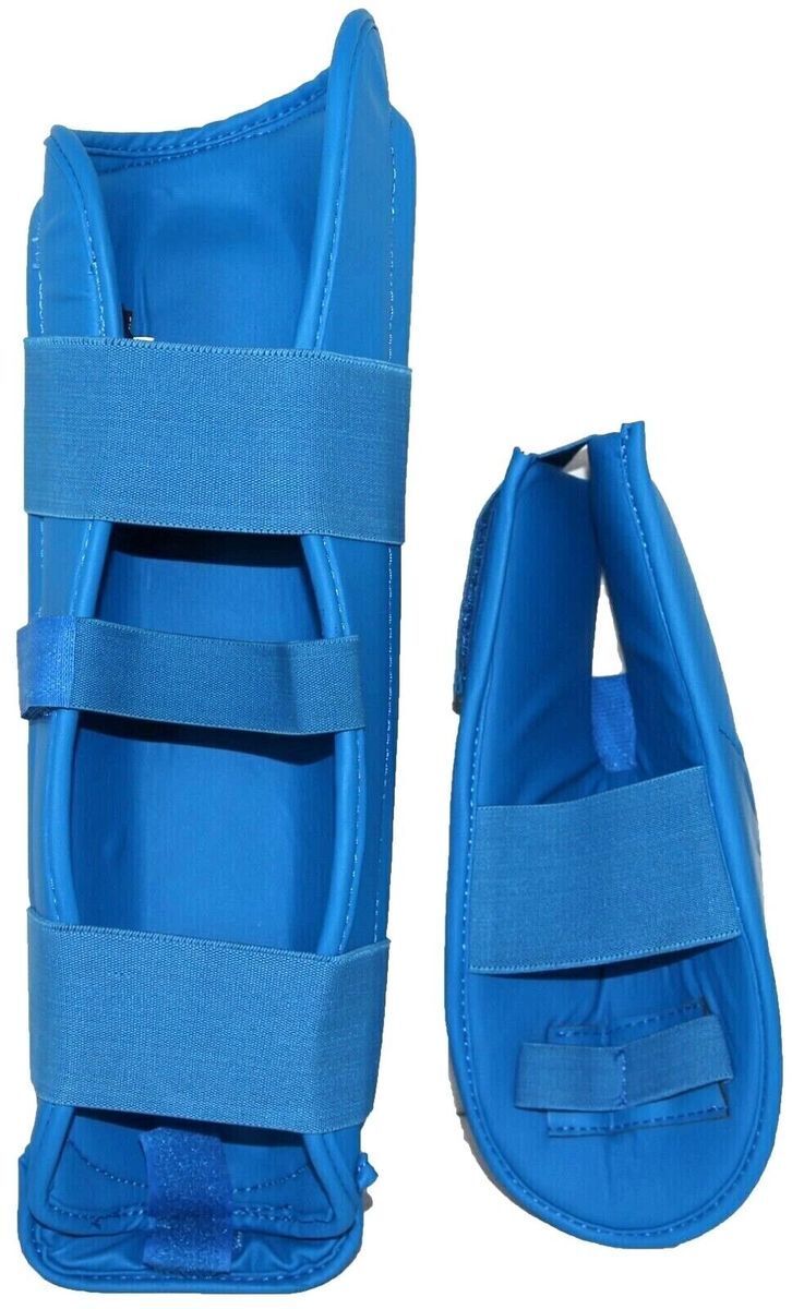 Martial Sports Blue Shin Instep Guards for Karate & Taekwondo - Protective Gear