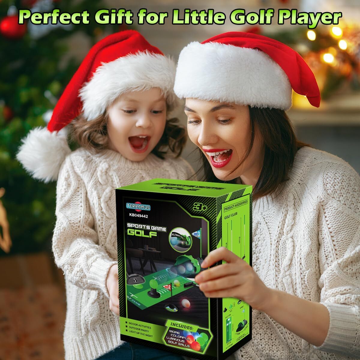 Kids Golf Set with Dinosaur Automatic Ball Return & LED Light