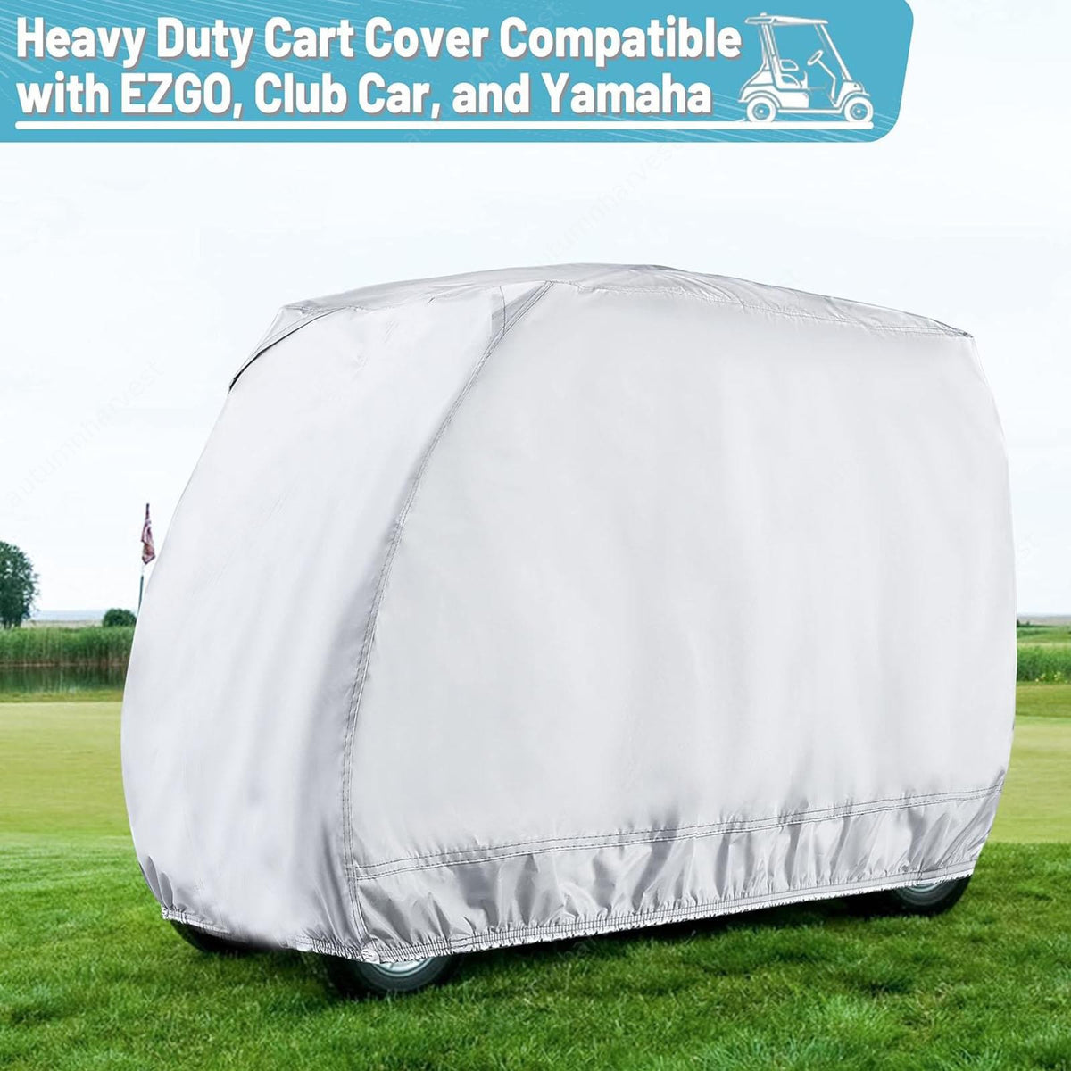 Golf Cart Cover for 4 Passenger UV & Waterproof Protection - Fits EZGO, Club Car, Yamaha