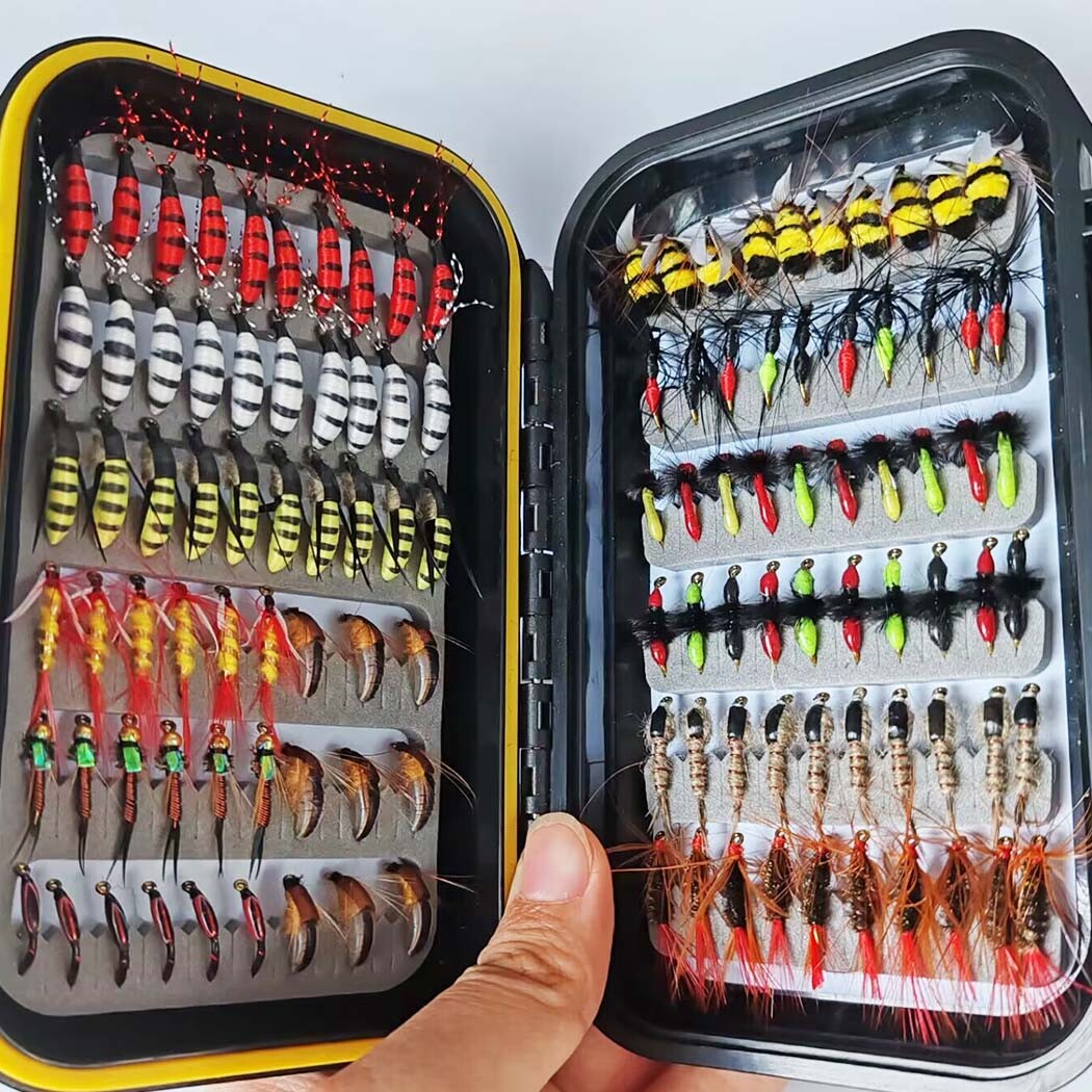 Wet Dry Nymph Fly Fishing Lure Set for Trout & Panfish - Multiple Sizes & Styles