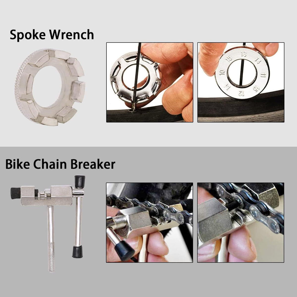 Bike Repair Tool Kit with Cassette Remover & Crank Puller - 6PCS
