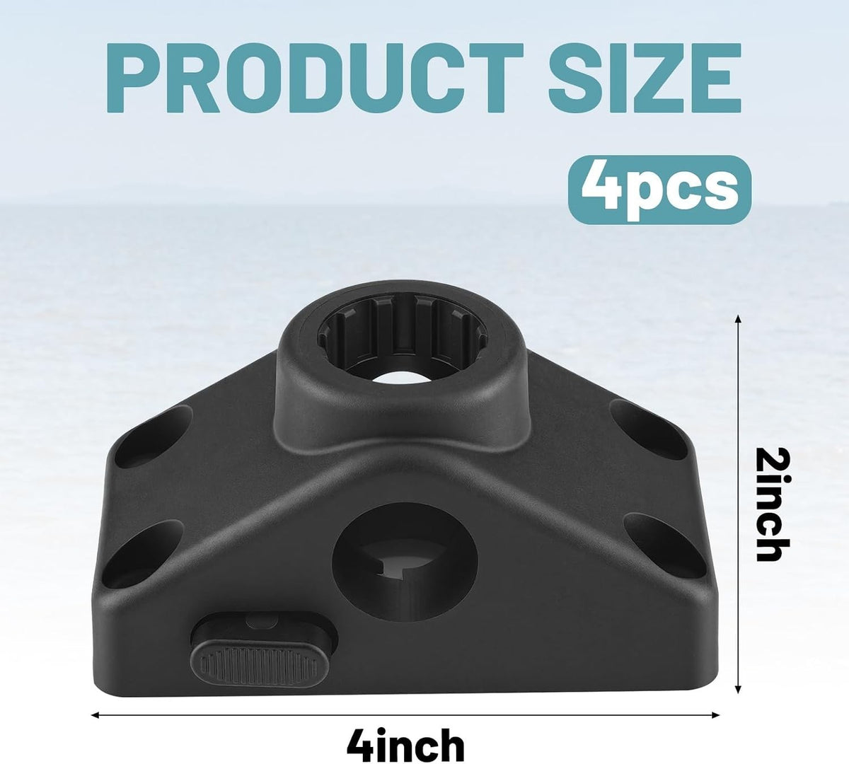 4 Pack Boat & Kayak Fishing Rod Holder Mounting Brackets - Universal Side Deck Locking Mounts