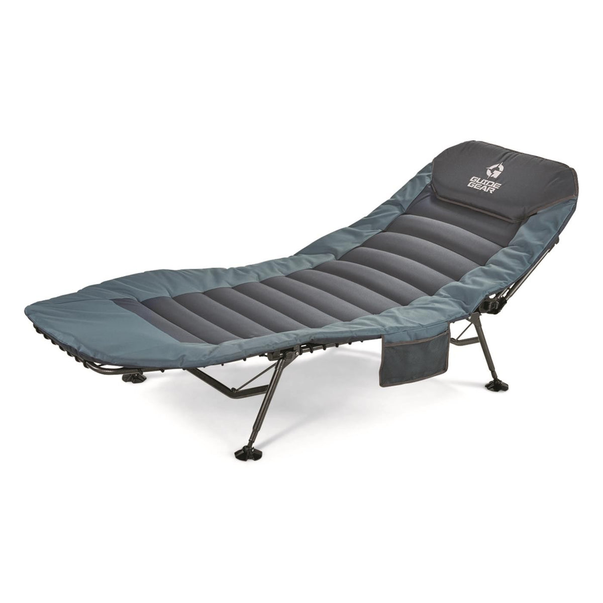 Camping Cot with Padded Mattress-Heavy Duty Steel Frame, Adjustable Back