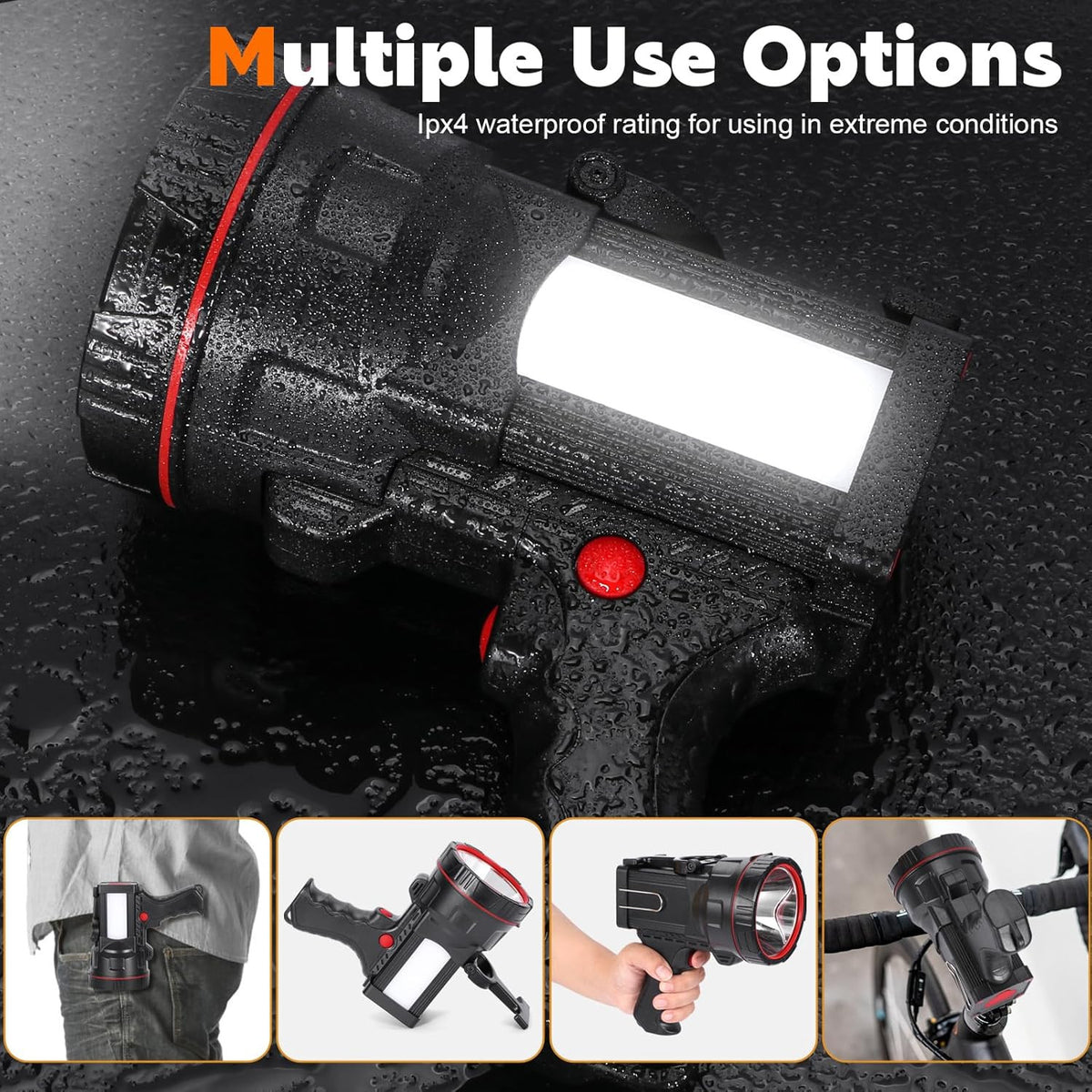 Rechargeable Handheld LED Spotlight Flashlight with Power Bank Function