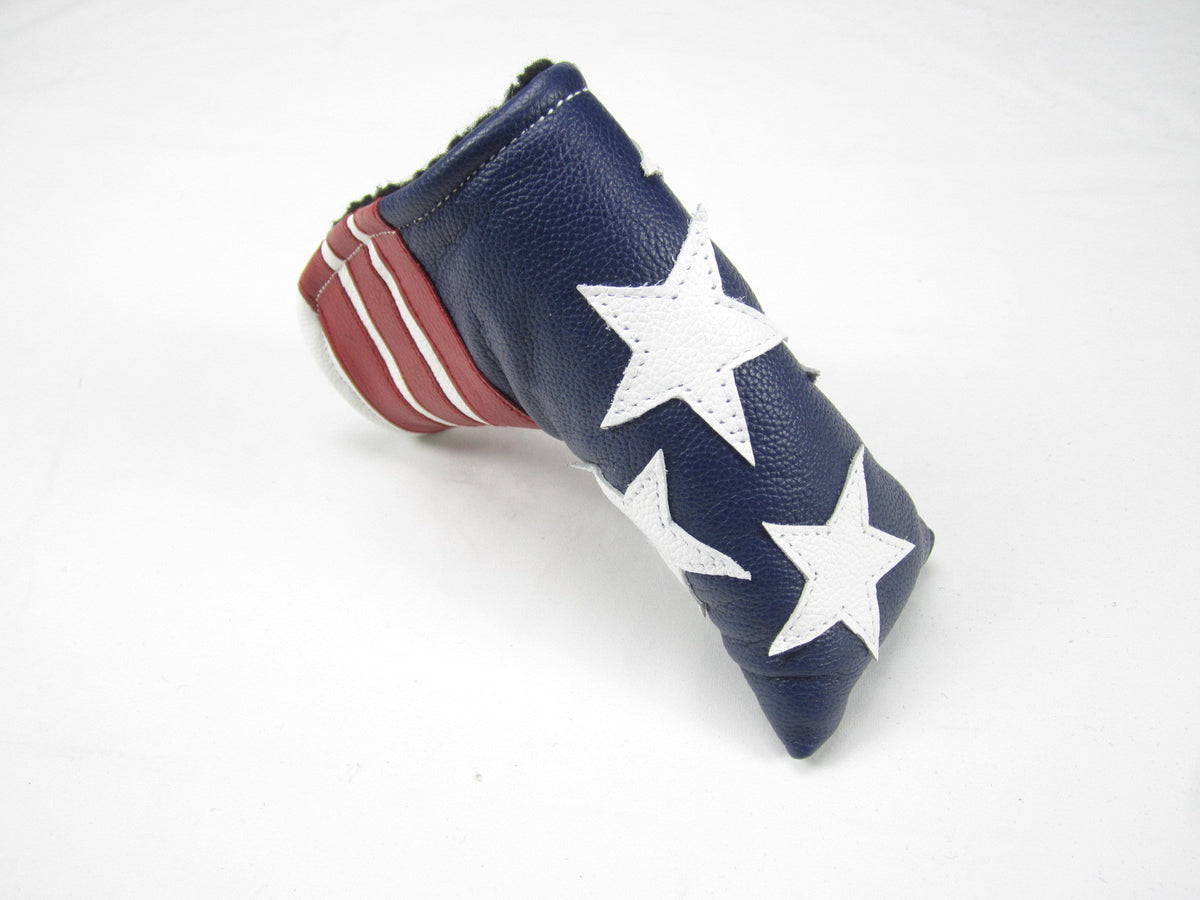 Leather Blade Putter Headcover with Magnetic Closure for Golf Clubs - USA Flag