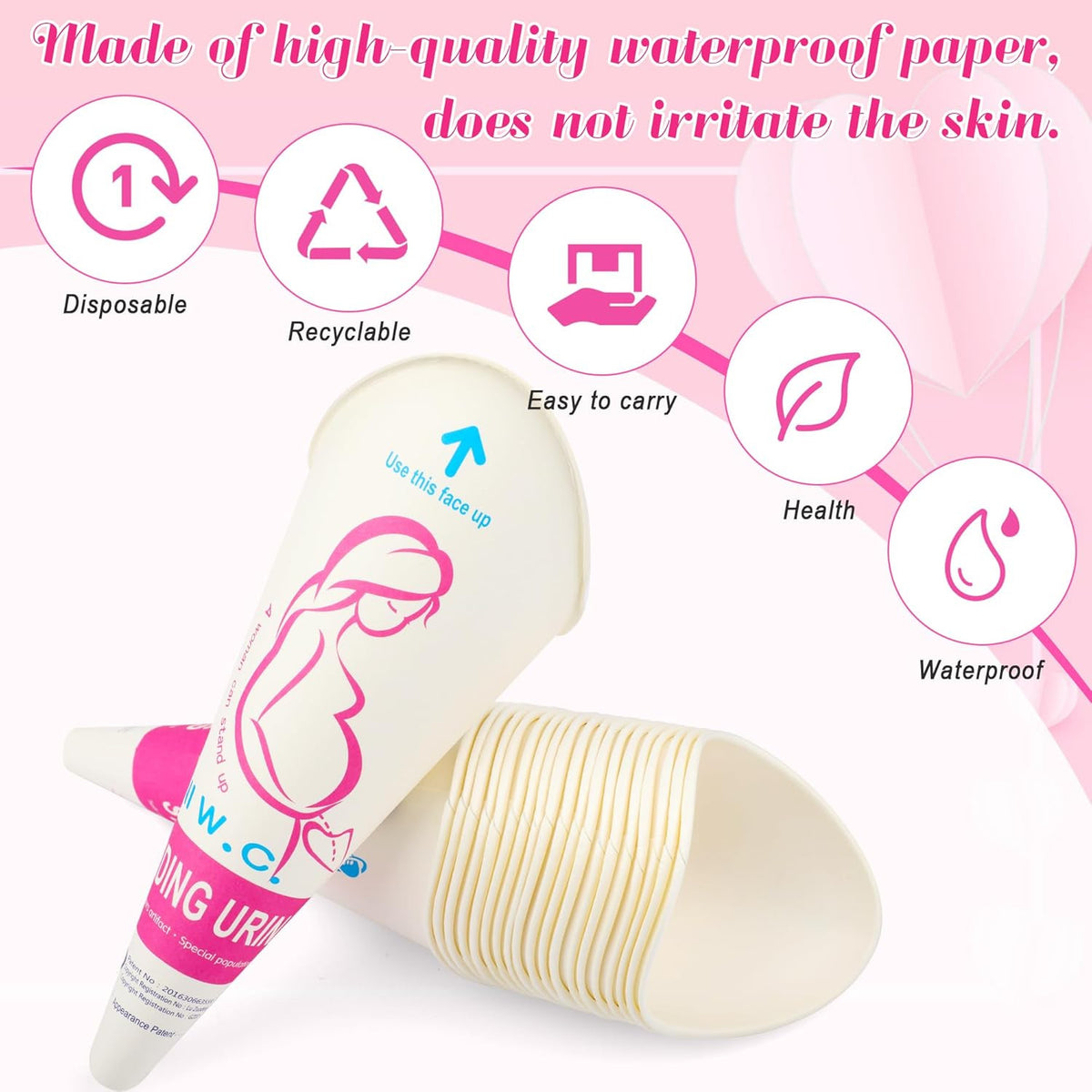 Disposable Female Urination Device Pack - Portable Girl Urinal Funnel for Camping Hiking